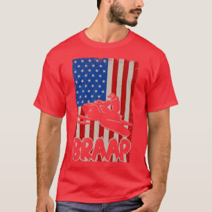 American Flag Snowmobiling Braap Funny Snowmobile  T-Shirt