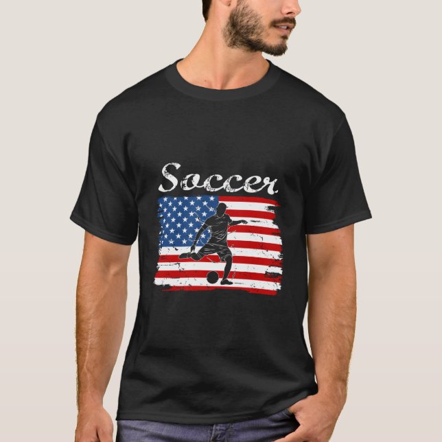 American Flag Soccer Apparel - Soccer 4Th Of July T-Shirt (Front)