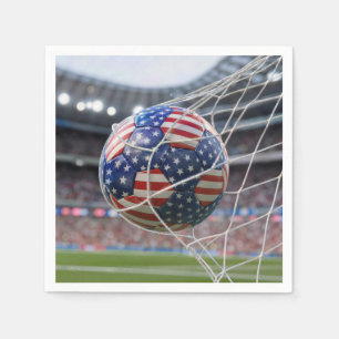 American Flag Soccer Ball in the Net Napkin