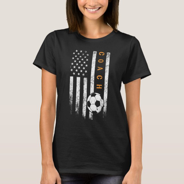 American Flag Soccer Coach Soccer Trainer Coaching T-Shirt (Front)