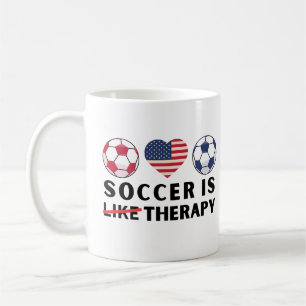 American Flag Soccer Is Like Therapy Coffee Mug
