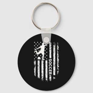 American Flag Soccer Player Usa Patriotic Vintage Key Ring