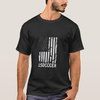 American Flag Soccer Rustic Distressed Patriotic S T-Shirt