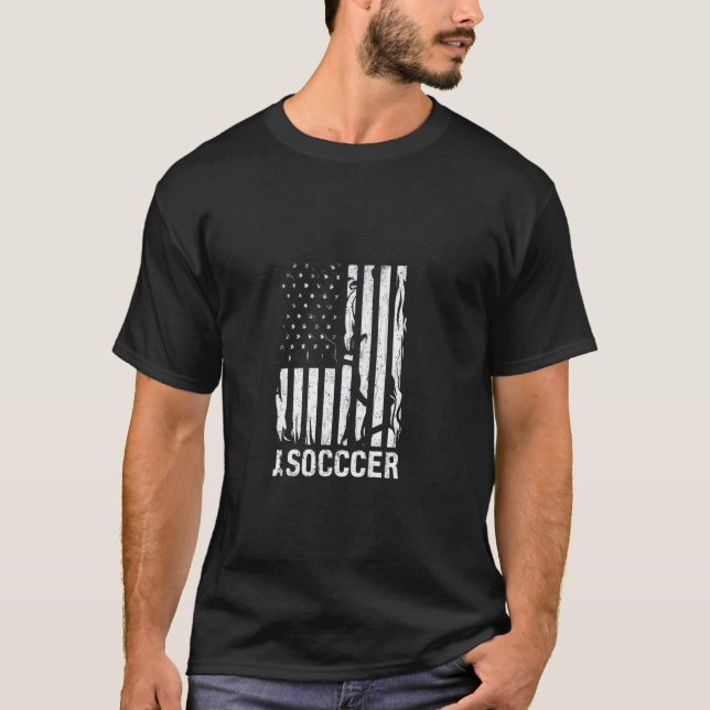American Flag Soccer Rustic Distressed Patriotic S T-Shirt (Front)