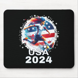 American Flag Soccer Shirt Women's Soccer Girls So Mouse Mat