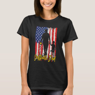 American Flag Softball Dad And Son Father's Day T-Shirt