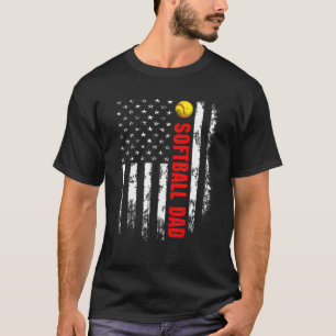 American Flag Softball Dad Backside Essential T-Shirt