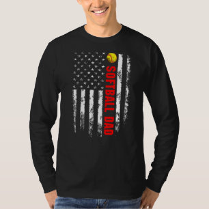 American Flag Softball Dad Backside Essential T-Shirt