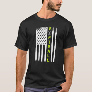 American Flag Softball Team Aesthetic Usa Sports T-Shirt