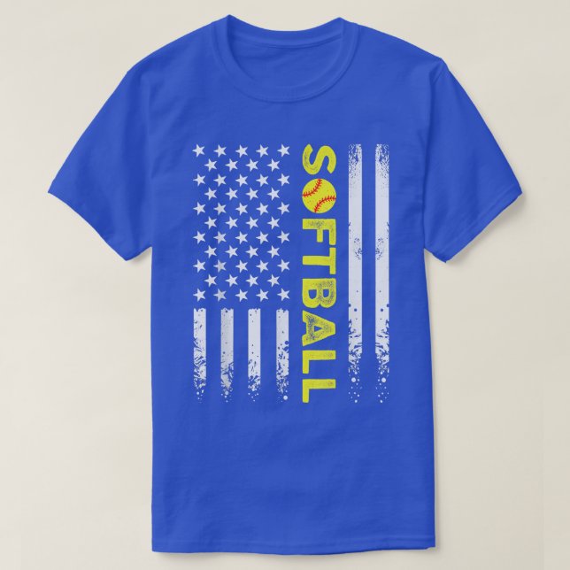 American Flag Softball Team Father Day 2022  T-Shirt (Design Front)