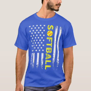 American Flag Softball Team Father Day 2022 T-Shirt