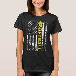 American Flag Softball Team Gift T-Shirt