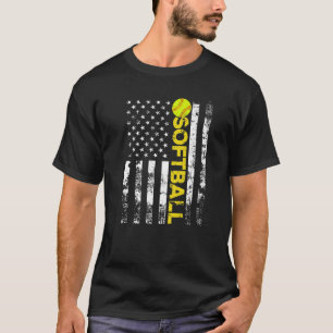 American Flag Softball Team Gift T-Shirt