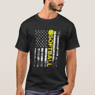 American Flag Softball Team Gifts T-Shirt