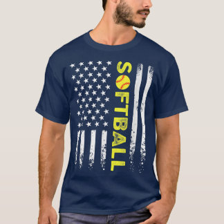 American Flag Softball Team  T-Shirt