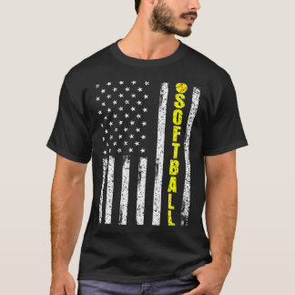 American Flag Softball Team T-Shirt