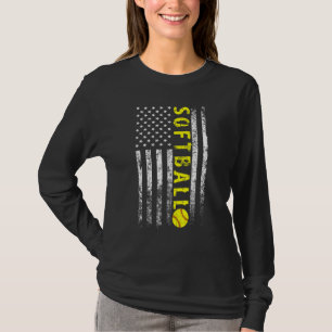 American Flag Softball Vintage Softball Women Men T-Shirt