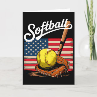 American Flag Softll 4th Of July Softll Lover Men  Card