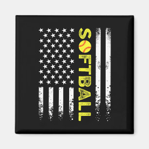 American Flag Softll Team For Women Girls Kids Men Magnet