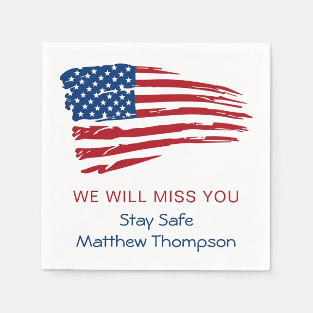  American Flag Soldier Military Going Away Party N Napkin (Front)