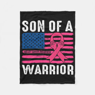 American Flag Son Of A Warrior Breast Cancer Aware Fleece Blanket