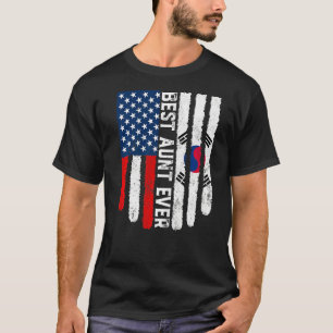 American Flag South Korea Flag Best Aunt Ever Fami T-Shirt