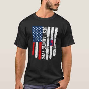 American Flag South Korea Flag Best Auntie Ever Fa T-Shirt