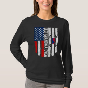 American Flag South Korea Flag Best Grandma Ever F T-Shirt