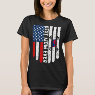 American Flag South Korea Flag Best Mum Ever Famil T-Shirt