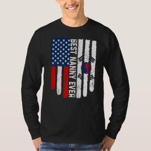 American Flag South Korea Flag Best Nanny Ever Fam T-Shirt