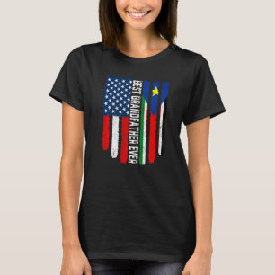 American Flag South Sudan Flag Best Grandfather Ev T-Shirt