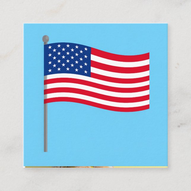american flag square business card (Front)