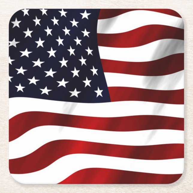 American Flag Square Paper Coaster (Front)