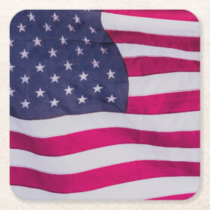 American Flag Square Paper Coaster