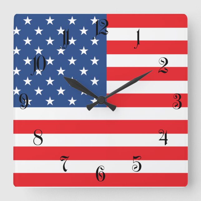 American Flag Square Wall Clock (Front)