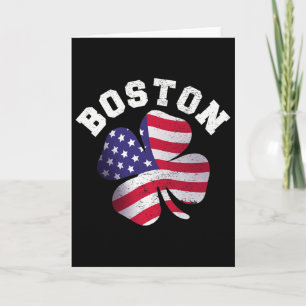 American Flag St. Patricks Day Clic Boston Name St Card