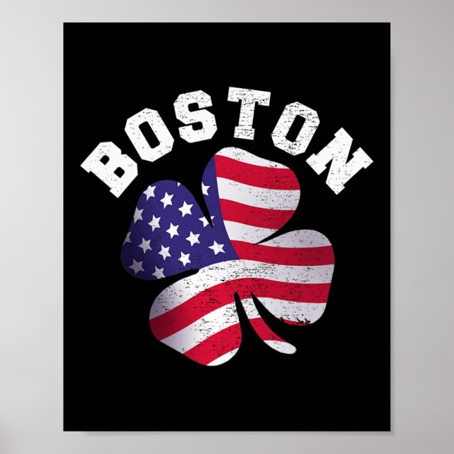 American Flag St. Patricks Day Clic Boston Name St Poster (Front)