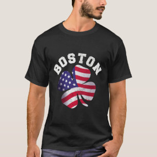 American Flag St. Patricks Day Clic Boston Name St T-Shirt