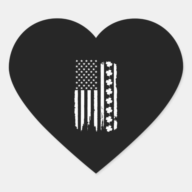 American Flag St Patricks Day Heart Sticker (Front)