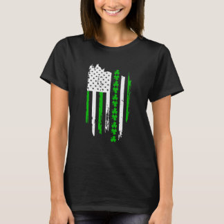 American Flag St Patricks Day Vintage Irish Lucky  T-Shirt