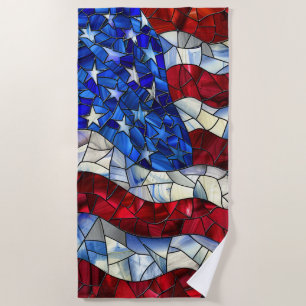 American Flag Stained Glass Beach Towel
