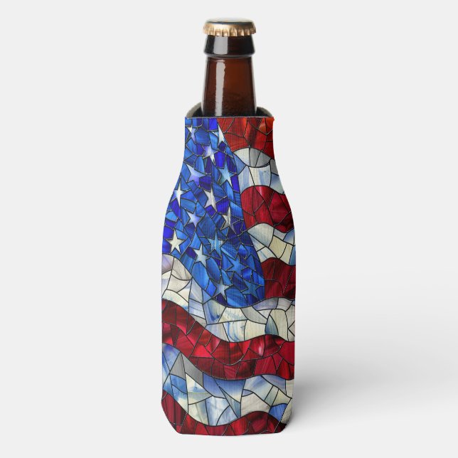 American Flag Stained Glass Bottle Cooler (Bottle Front)