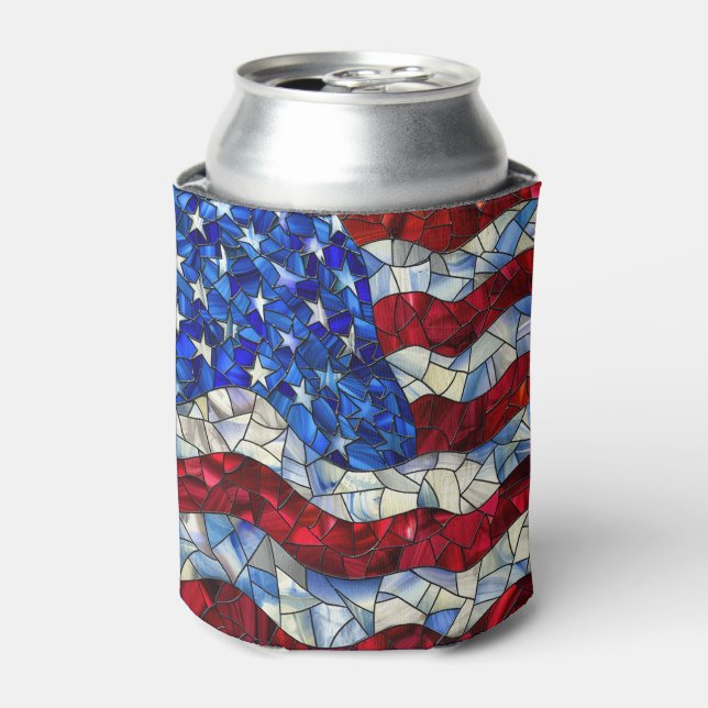American Flag Stained Glass Can Cooler (Can Front)
