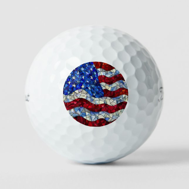 American Flag Stained Glass Golf Balls (Front)