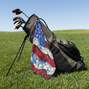 American Flag Stained Glass Golf Towel