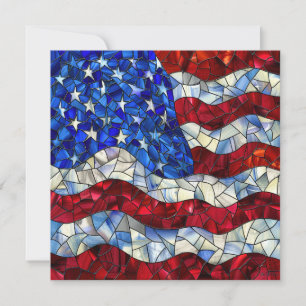 American Flag Stained Glass Greeting Card