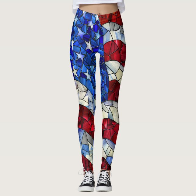 American Flag Stained Glass Leggings (Front)