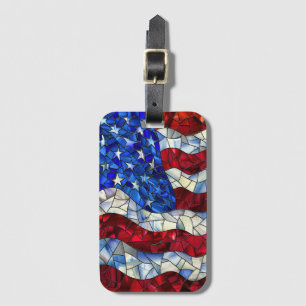 American Flag Stained Glass Luggage Tag