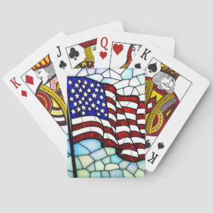 American Flag Stained Glass Mosaic Patriotic  Playing Cards