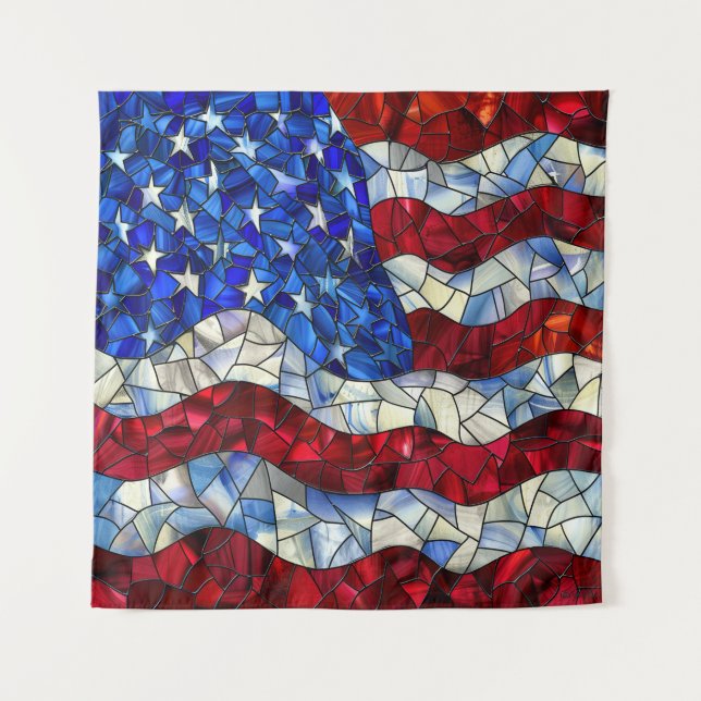 American Flag Stained Glass Tapestry (Front)